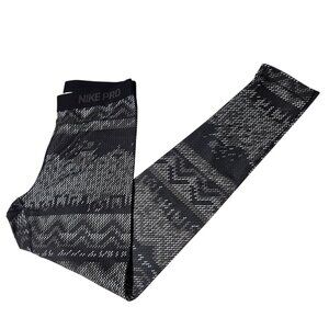 Nike Pro Dri-Fit Patterned Leggings Womens Size XL Full Length Black White